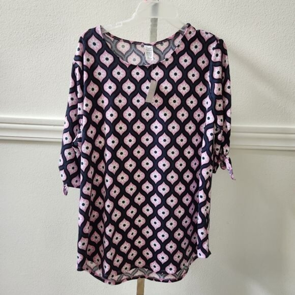 West Loop Bohemian Floral Women's Tunic Top Multicolor Tie Sleeve Design - Picture 2 of 8